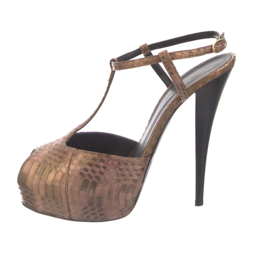 GIUSEPPE ZANOTTI Monro Snakeskin Animal Print T-Strap Pumps Sz 40